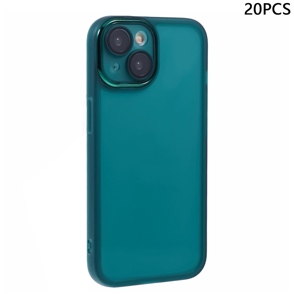 Bulk Purchasing 20Pcs For iPhone 15 Case Electroplated Camera Frame TPU Phone Cover Precise Cutouts - Transparent Green