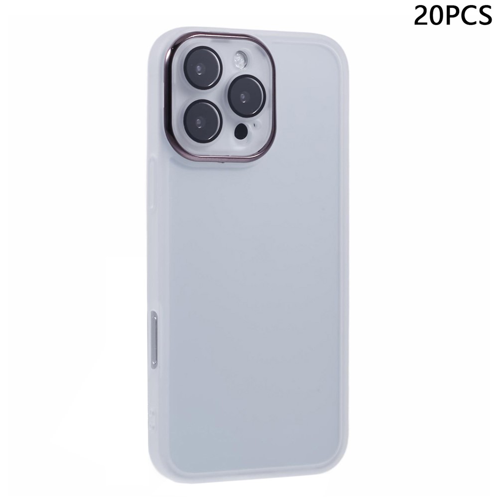 Bulk Purchasing 20Pcs For iPhone 16 Pro Max Case Electroplated Camera Frame TPU Phone Cover Precise Cutouts - Transparent White
