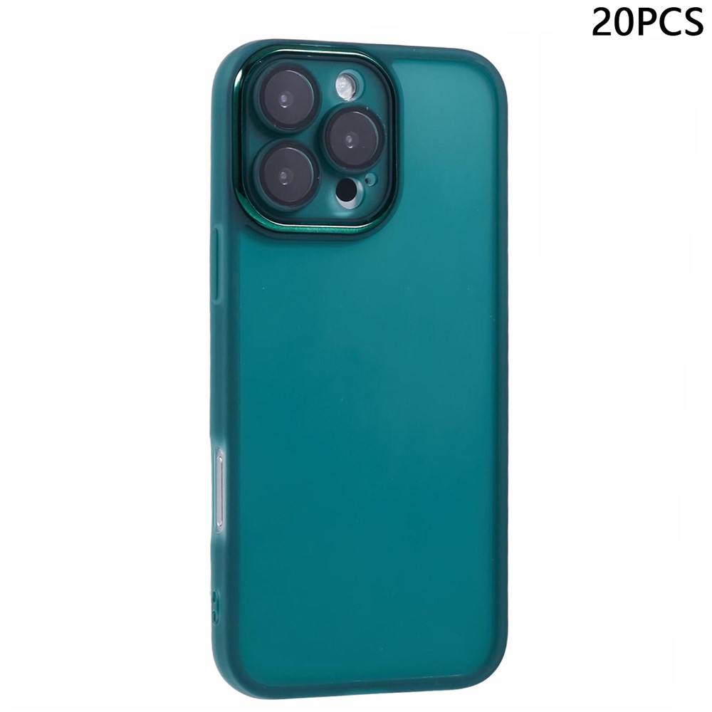 Bulk Purchasing 20Pcs For iPhone 16 Pro Max Case Electroplated Camera Frame TPU Phone Cover Precise Cutouts - Transparent Green