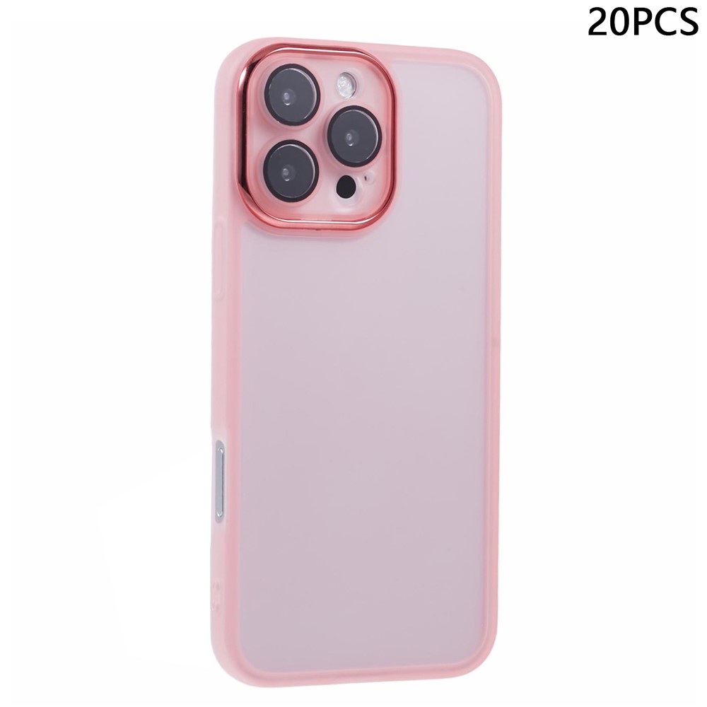 Bulk Purchasing 20Pcs For iPhone 16 Pro Max Case Electroplated Camera Frame TPU Phone Cover Precise Cutouts - Transparent Pink
