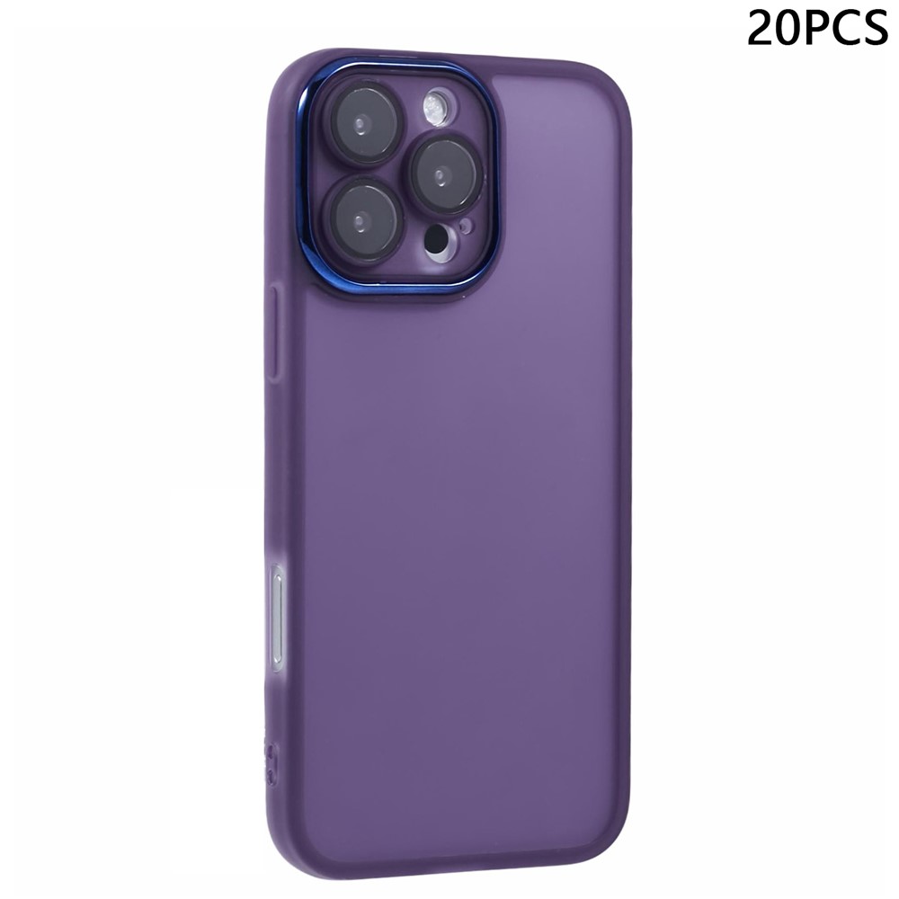 Bulk Purchasing 20Pcs For iPhone 16 Pro Max Case Electroplated Camera Frame TPU Phone Cover Precise Cutouts - Transparent Purple