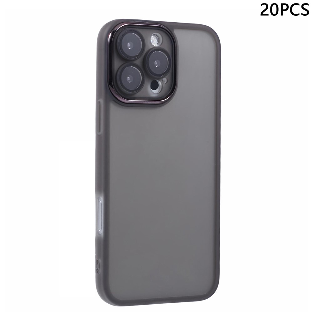 Bulk Purchasing 20Pcs For iPhone 16 Pro Max Case Electroplated Camera Frame TPU Phone Cover Precise Cutouts - Transparent Black