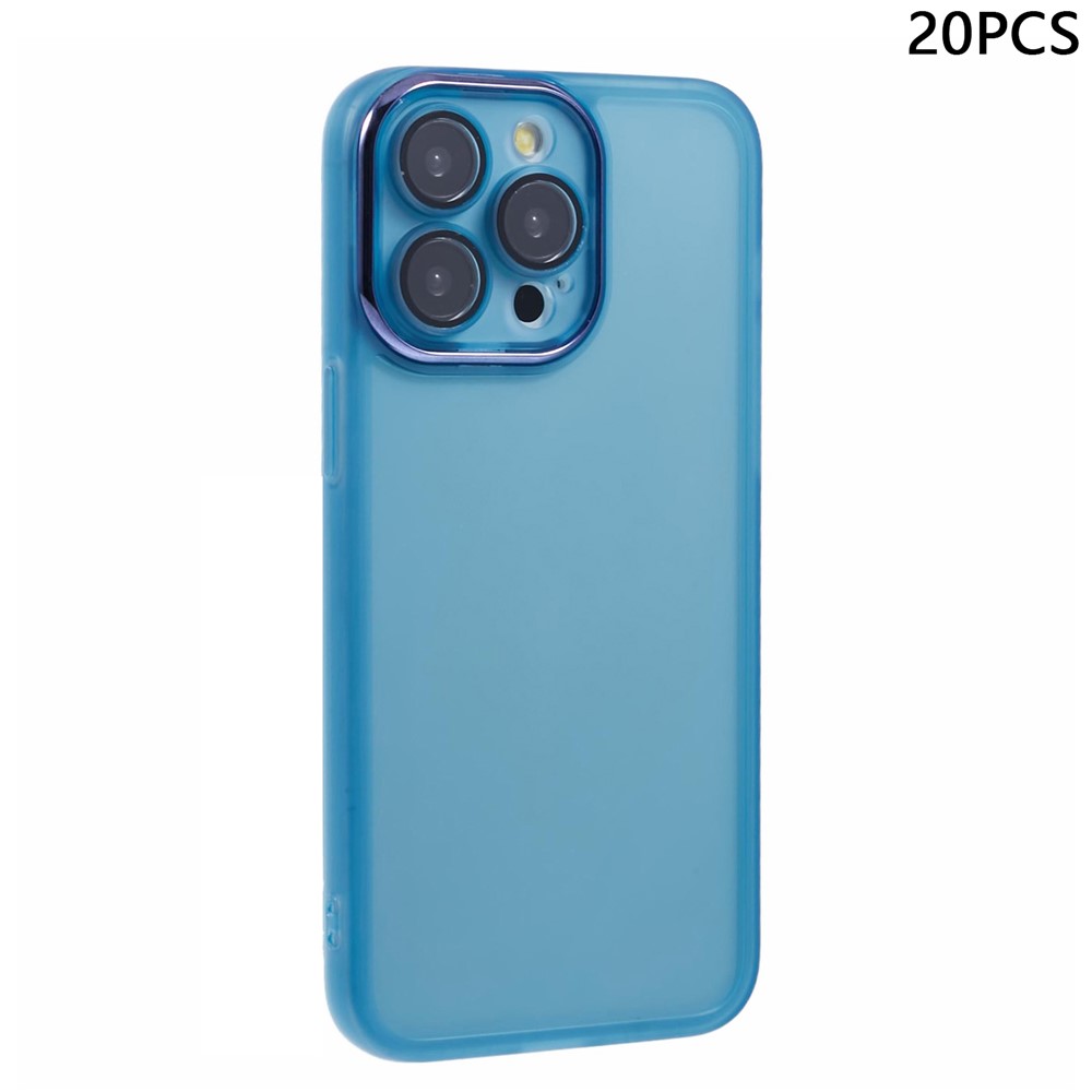 Bulk Purchasing 20Pcs For iPhone 13 Pro Case Electroplated Camera Frame TPU Phone Cover Precise Cutouts - Transparent Blue