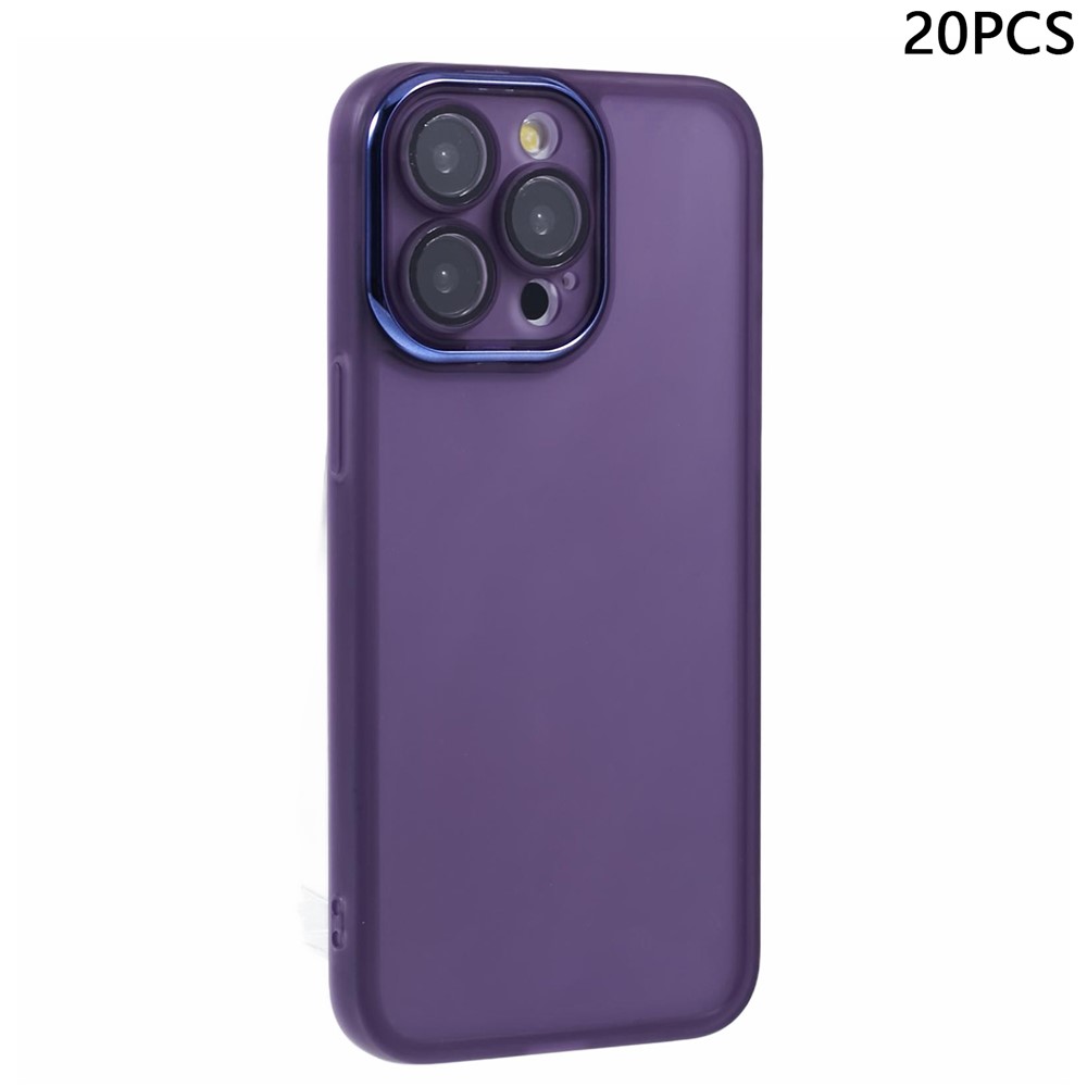 Bulk Purchasing 20Pcs For iPhone 13 Pro Case Electroplated Camera Frame TPU Phone Cover Precise Cutouts - Transparent Purple