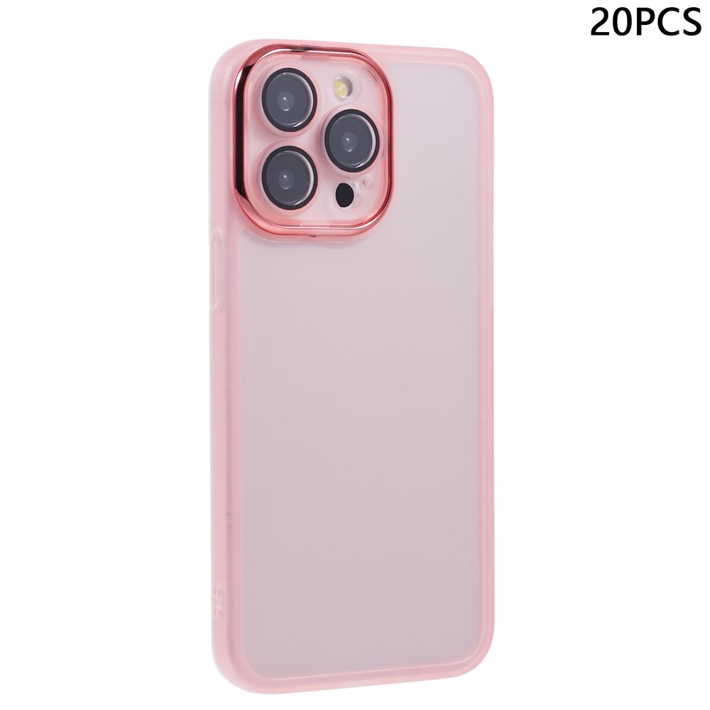 Bulk Purchasing 20Pcs For iPhone 13 Pro Case Electroplated Camera Frame TPU Phone Cover Precise Cutouts - Transparent Pink
