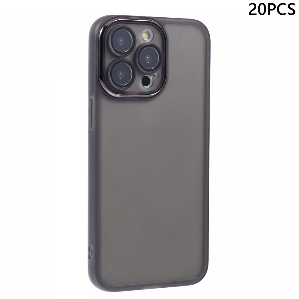 Bulk Purchasing 20Pcs For iPhone 13 Pro Case Electroplated Camera Frame TPU Phone Cover Precise Cutouts - Transparent Black