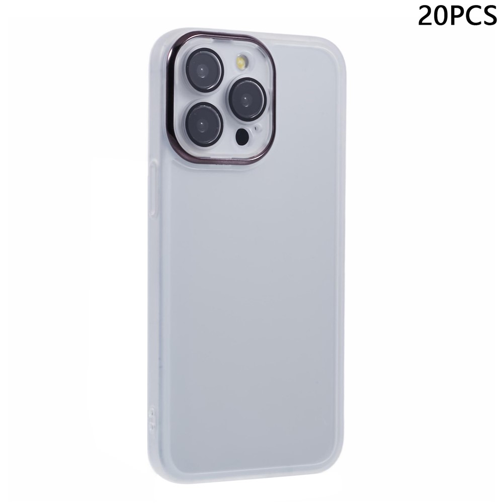Bulk Purchasing 20Pcs For iPhone 13 Pro Case Electroplated Camera Frame TPU Phone Cover Precise Cutouts - Transparent White