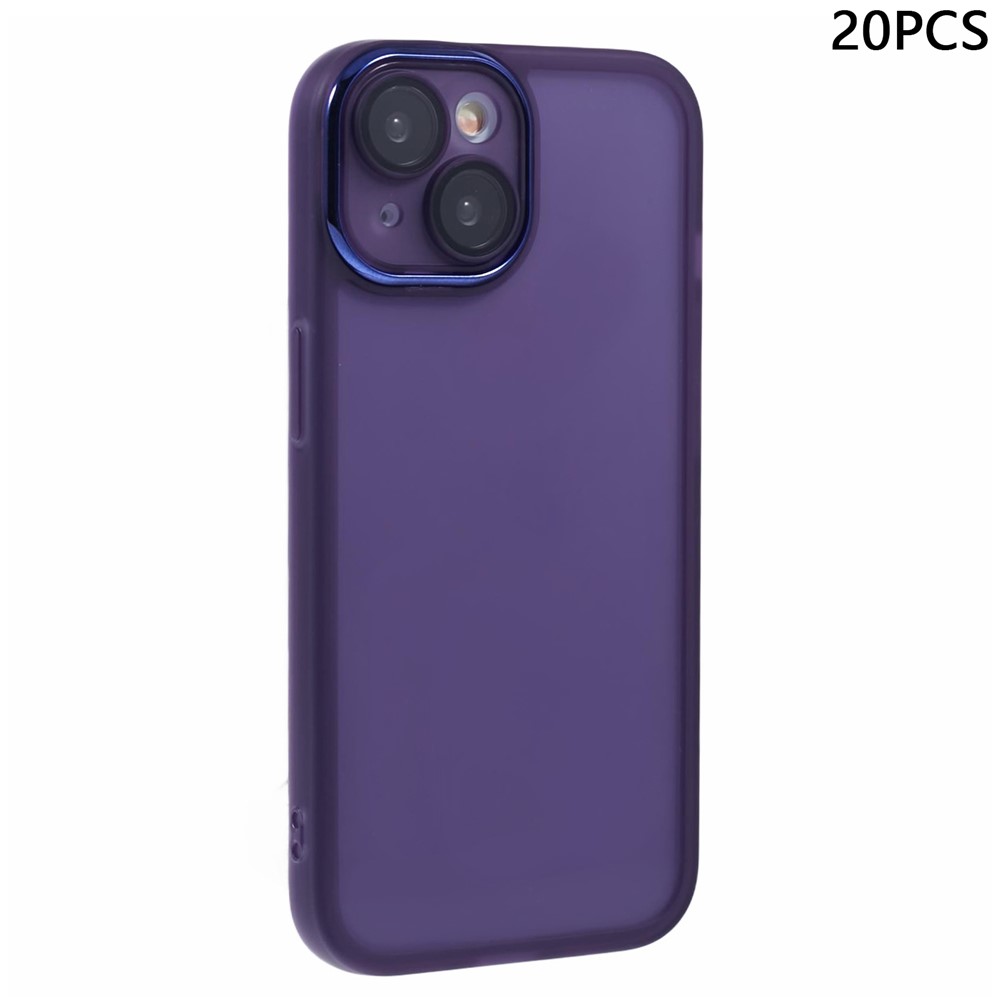 Bulk Purchasing 20Pcs For iPhone 13 Case Electroplated Camera Frame TPU Phone Cover Precise Cutouts - Transparent Purple