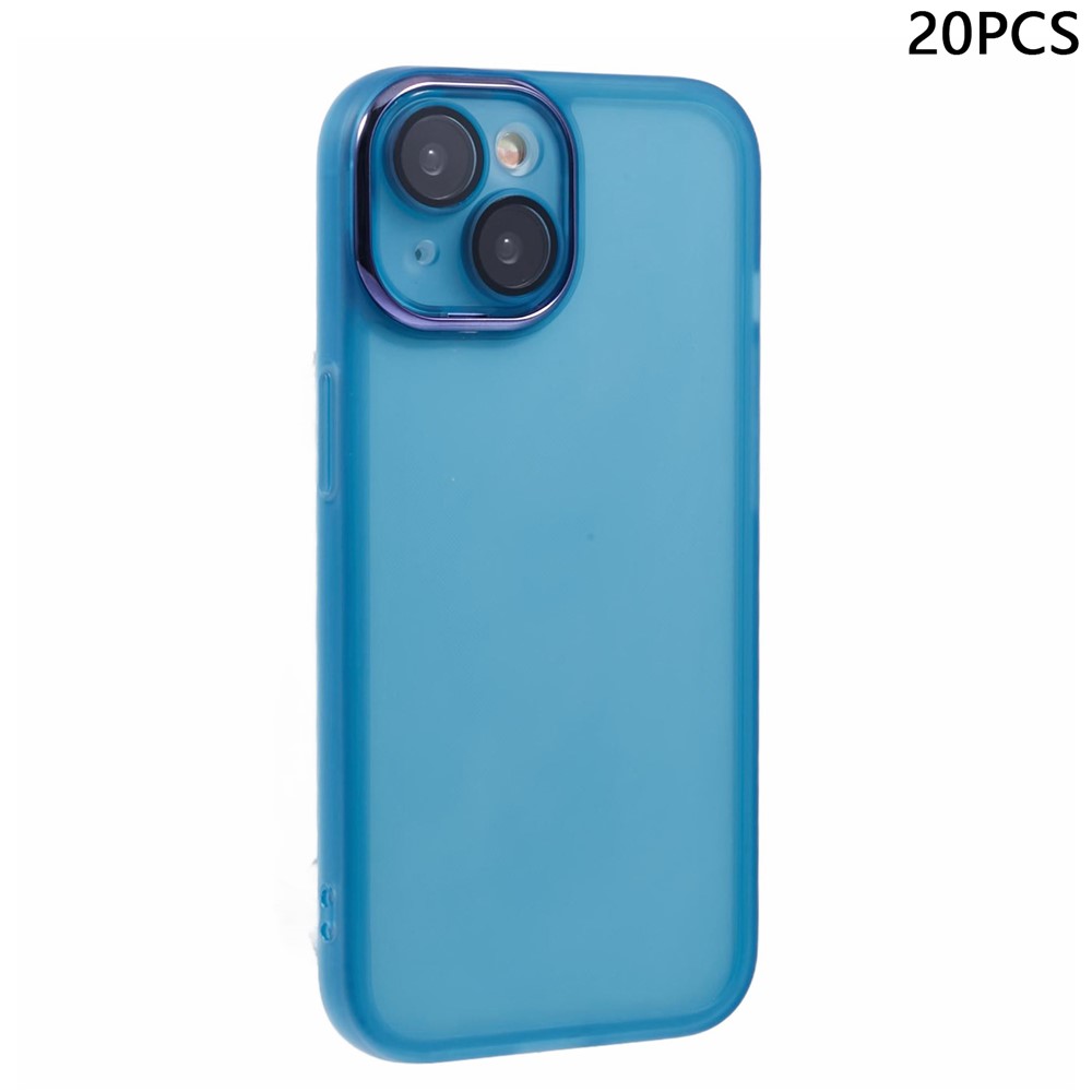 Bulk Purchasing 20Pcs For iPhone 13 Case Electroplated Camera Frame TPU Phone Cover Precise Cutouts - Transparent Blue