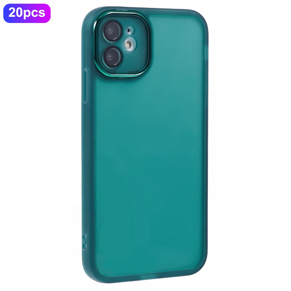 Bulk Purchasing 20Pcs For iPhone 12 Case Electroplated Camera Frame TPU Phone Cover Precise Cutouts - Transparent Green