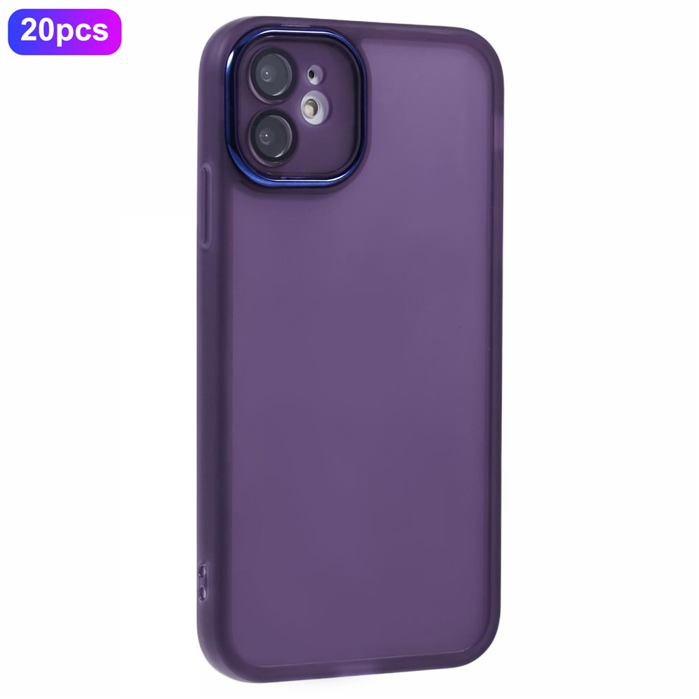 Bulk Purchasing 20Pcs For iPhone 12 Case Electroplated Camera Frame TPU Phone Cover Precise Cutouts - Transparent Purple