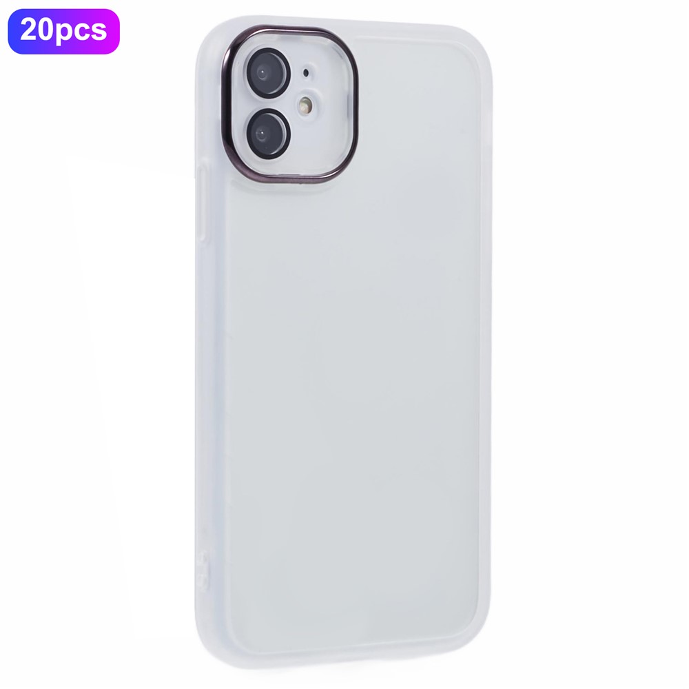 Bulk Purchasing 20Pcs For iPhone 12 Case Electroplated Camera Frame TPU Phone Cover Precise Cutouts - Transparent White