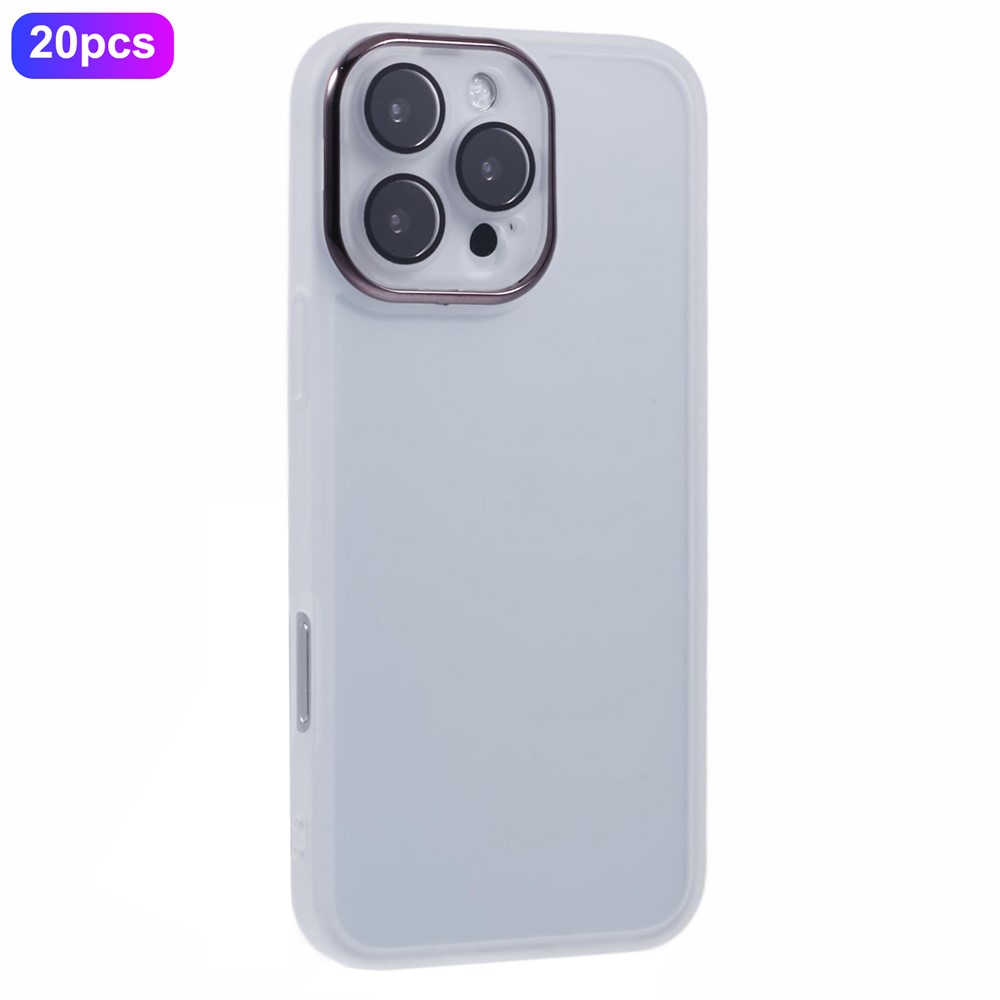 Bulk Purchasing 20Pcs For iPhone 16 Pro Case Electroplated Camera Frame TPU Phone Cover Precise Cutouts - Transparent White