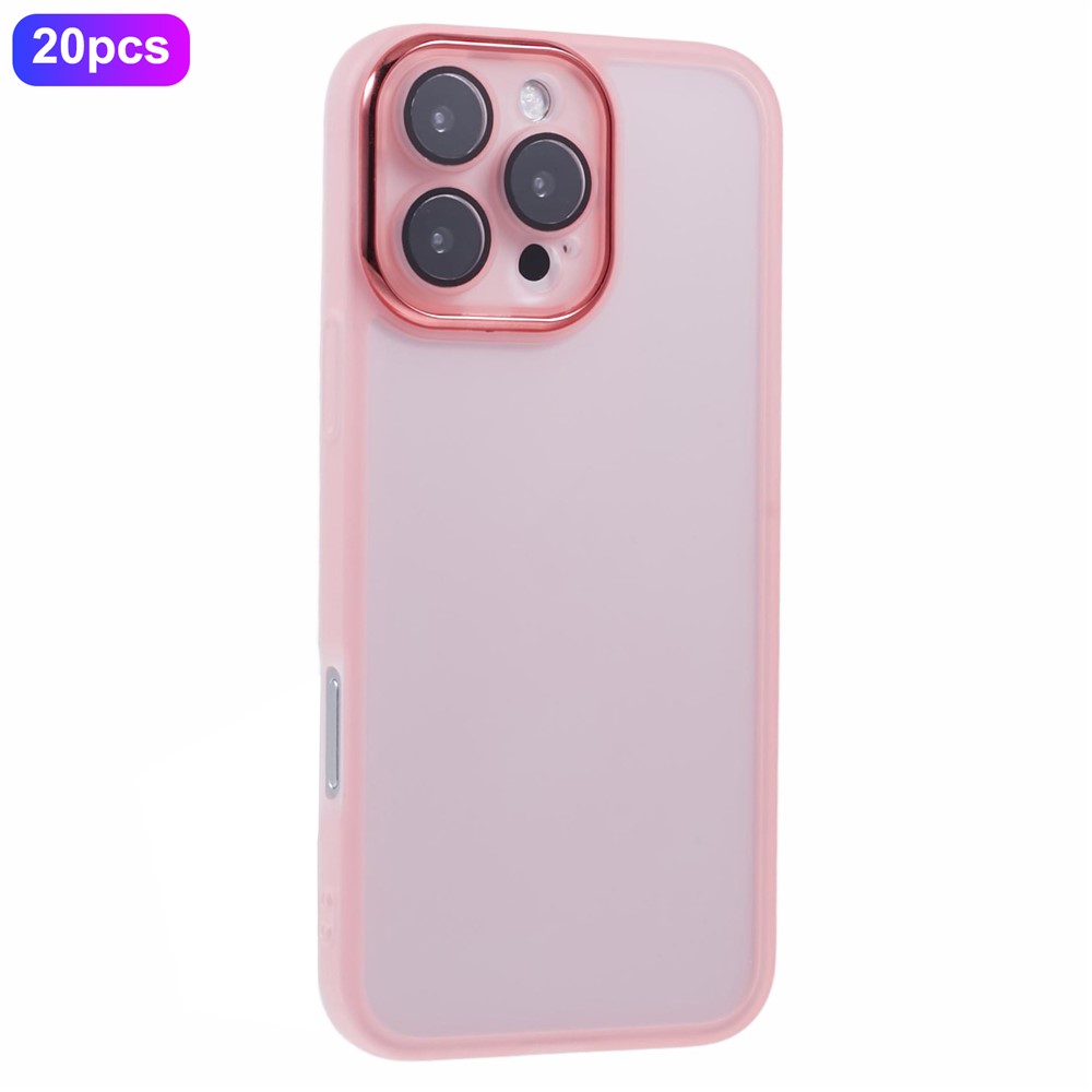 Bulk Purchasing 20Pcs For iPhone 16 Pro Case Electroplated Camera Frame TPU Phone Cover Precise Cutouts - Transparent Pink
