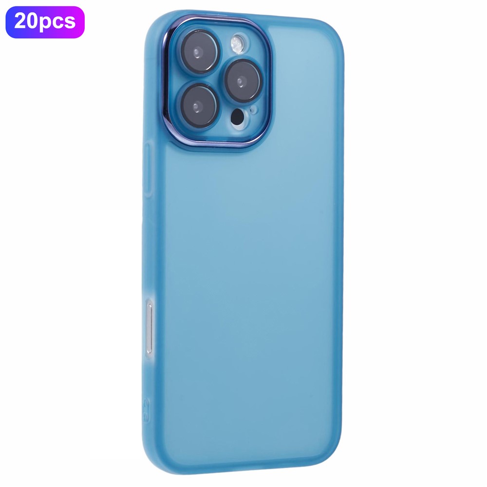 Bulk Purchasing 20Pcs For iPhone 16 Pro Case Electroplated Camera Frame TPU Phone Cover Precise Cutouts - Transparent Blue