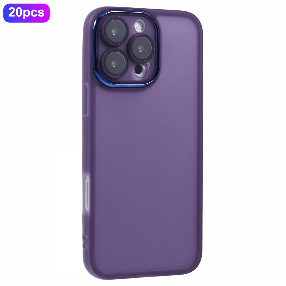 Bulk Purchasing 20Pcs For iPhone 16 Pro Case Electroplated Camera Frame TPU Phone Cover Precise Cutouts - Transparent Purple