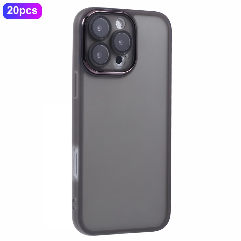 Bulk Purchasing 20Pcs For iPhone 16 Pro Case Electroplated Camera Frame TPU Phone Cover Precise Cutouts - Transparent Black