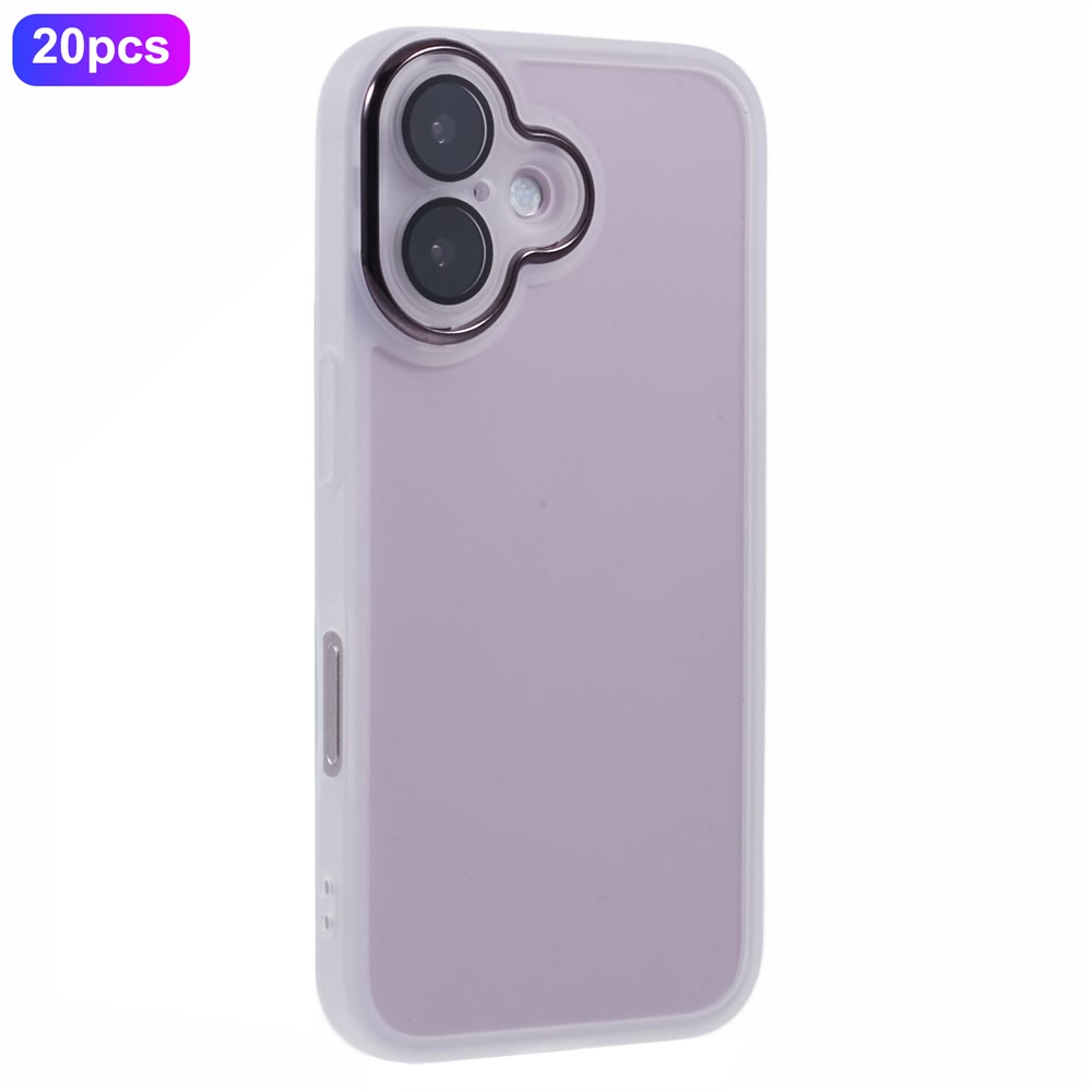 Bulk Purchasing 20Pcs For iPhone 16 Plus Case Electroplated Camera Frame TPU Phone Cover Precise Cutouts - Transparent White