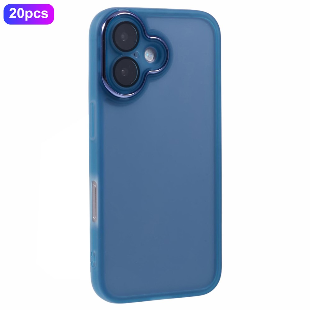 Bulk Purchasing 20Pcs For iPhone 16 Plus Case Electroplated Camera Frame TPU Phone Cover Precise Cutouts - Transparent Blue