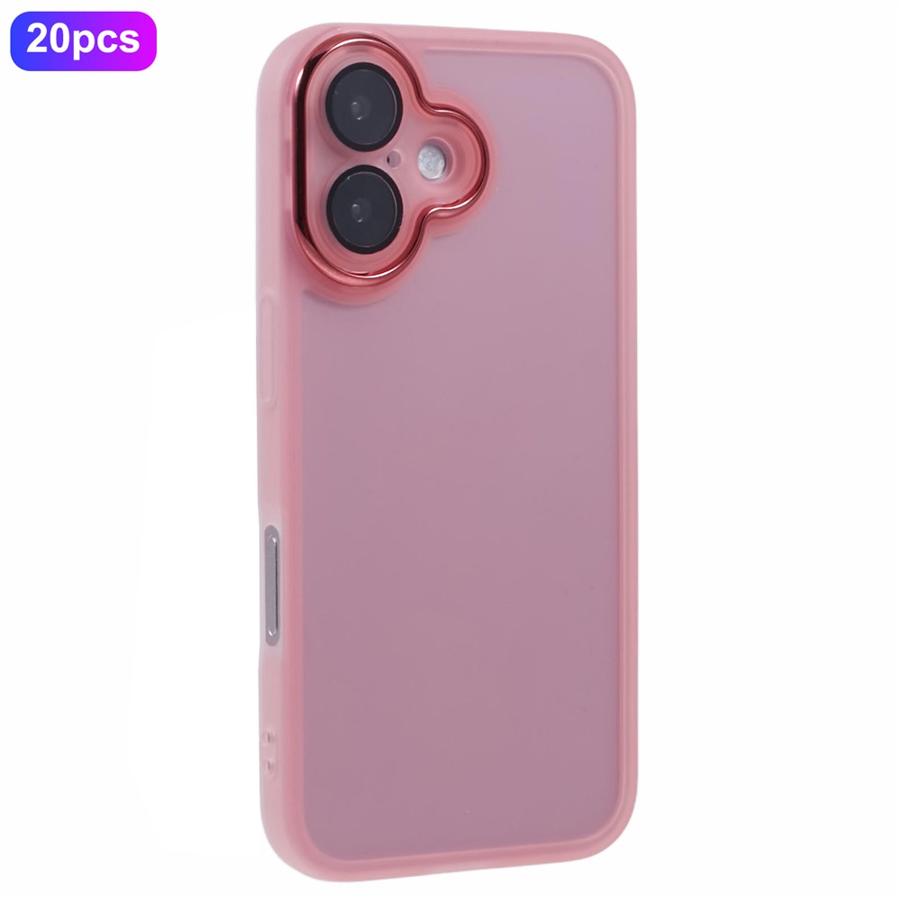 Bulk Purchasing 20Pcs For iPhone 16 Plus Case Electroplated Camera Frame TPU Phone Cover Precise Cutouts - Transparent Pink