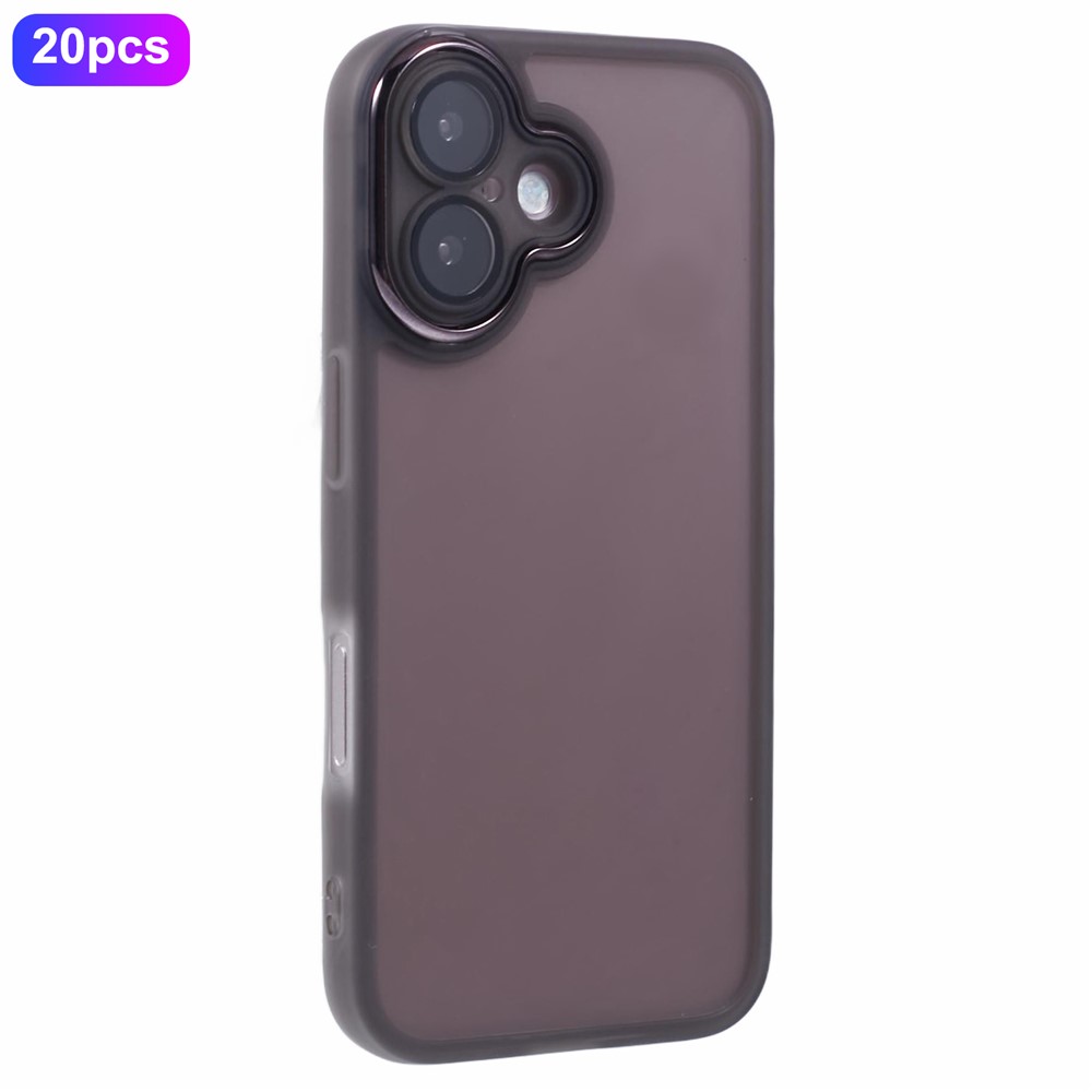 Bulk Purchasing 20Pcs For iPhone 16 Plus Case Electroplated Camera Frame TPU Phone Cover Precise Cutouts - Transparent Black