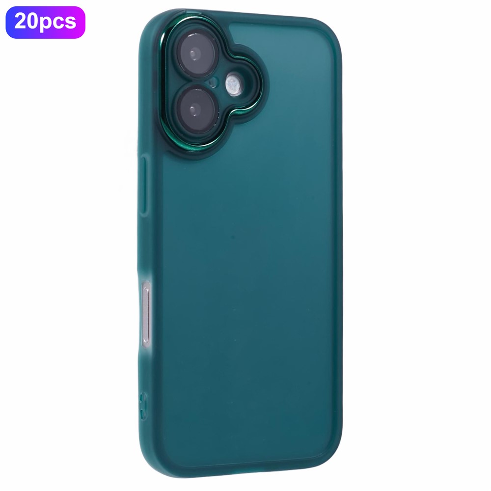 Bulk Purchasing 20Pcs For iPhone 16 Plus Case Electroplated Camera Frame TPU Phone Cover Precise Cutouts - Transparent Green