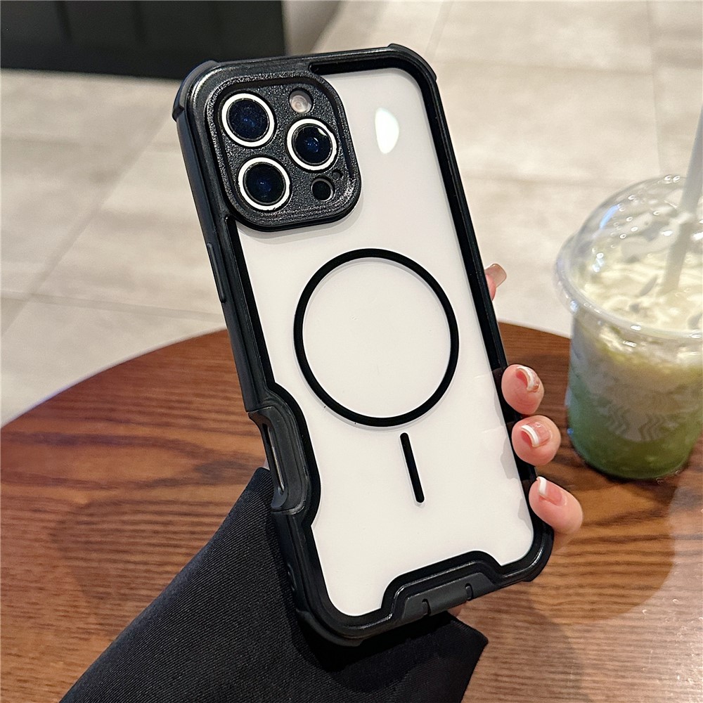 For iPhone 16 Pro Magnetic Case Detachable 4 in 1 TPU PC Acrylic Shockproof Phone Back Cover - Black