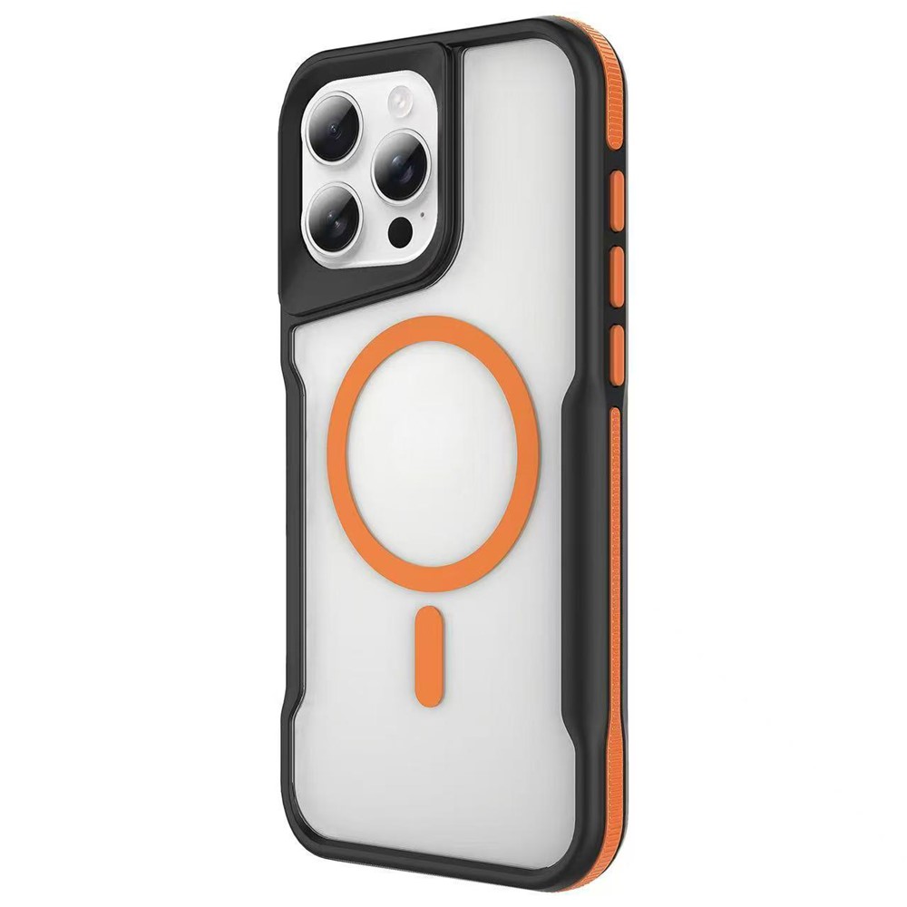 For iPhone 16 Pro Max Magnetic Case Skin-Touch TPU + PC Shockproof Phone Back Cover - Orange