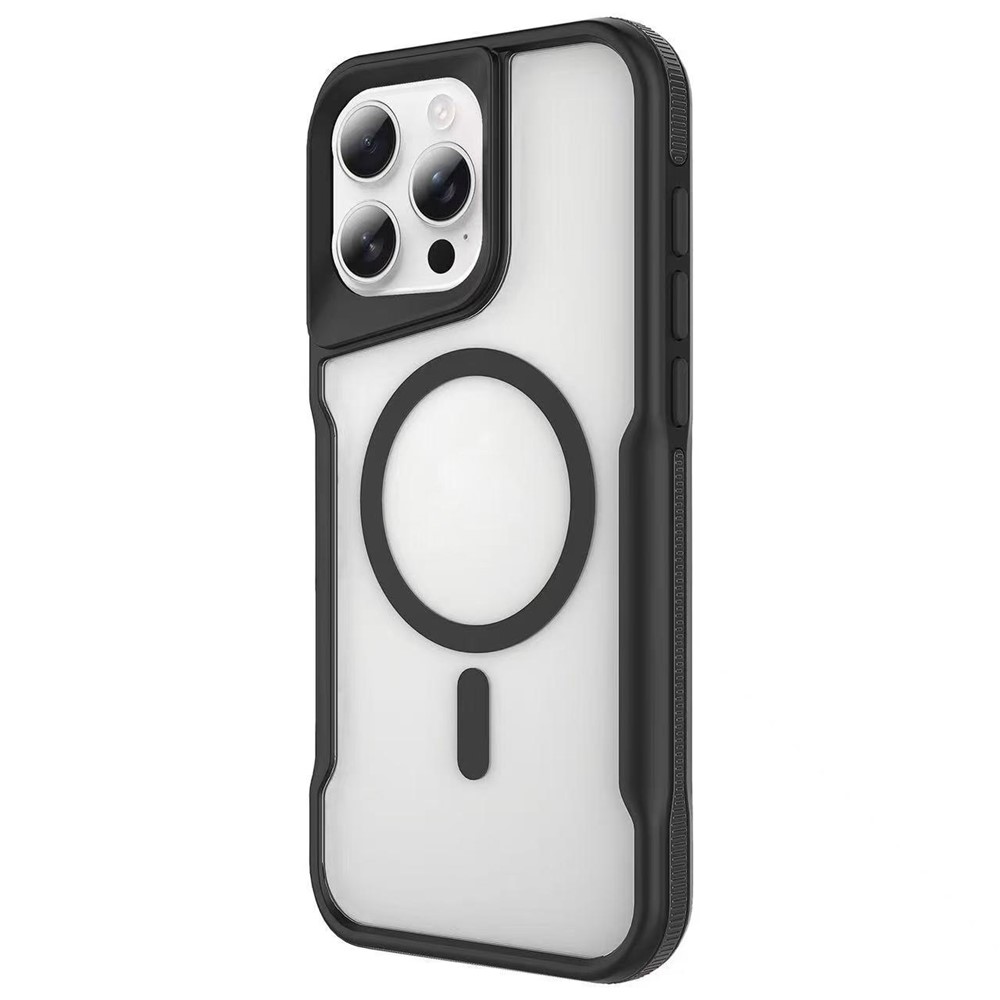 For iPhone 16 Pro Max Magnetic Case Skin-Touch TPU + PC Shockproof Phone Back Cover - Black