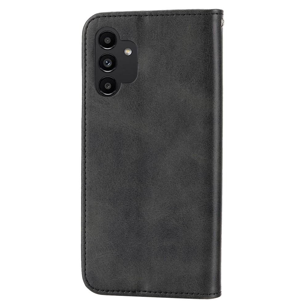 For Samsung Galaxy A32 4G (EU Version) Calf Texture Wallet Stand Anti-drop Phone Case PU Leather Imprinted Rhombus Pattern Smartphone Cover with Strap - Black-8