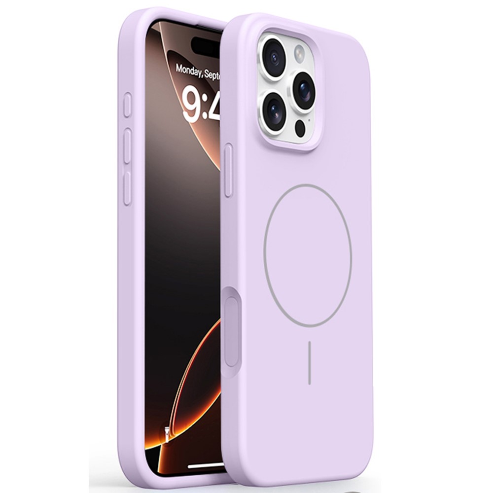 For iPhone 16 Pro Case Compatible with MagSafe Soft Microfiber Lining Liquid Silicone + PC Phone Cover - Light Purple