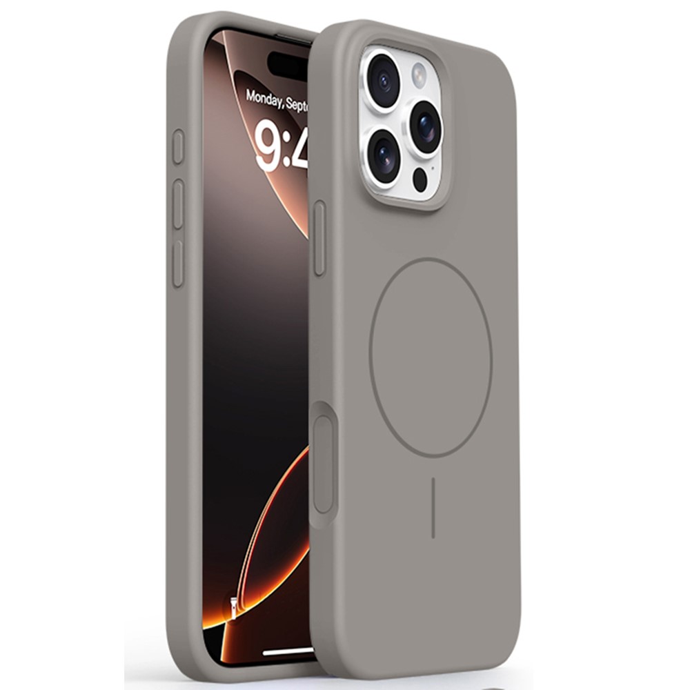 For iPhone 16 Pro Case Compatible with MagSafe Soft Microfiber Lining Liquid Silicone + PC Phone Cover - Dark Grey