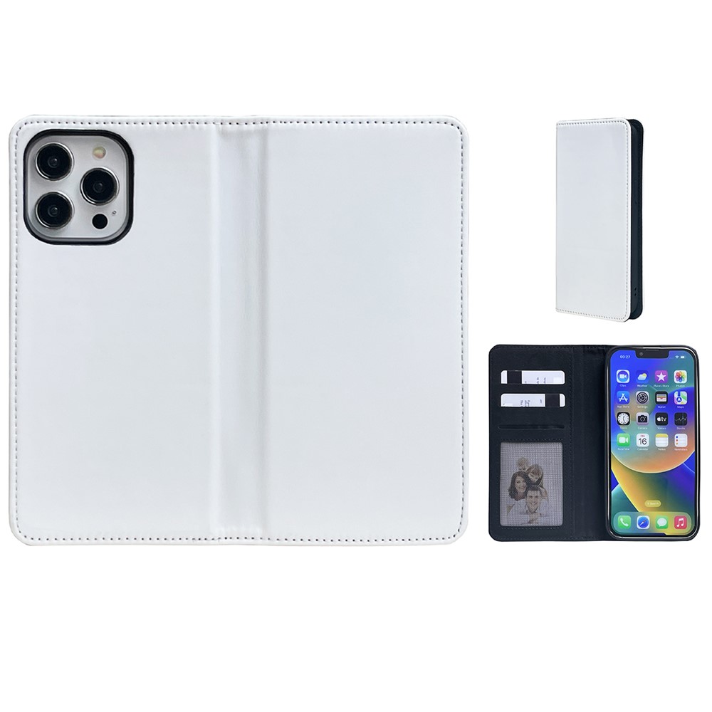 For iPhone 16 Pro Max Case DIY Blank Heat Transfer Leather Flip Phone Cover Set with Inner TPU Case