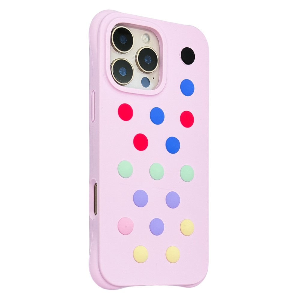 For iPhone 16 Pro Liquid Silicone Case Hollow Out Phone Cover with DIY Mixed Dots - Purple