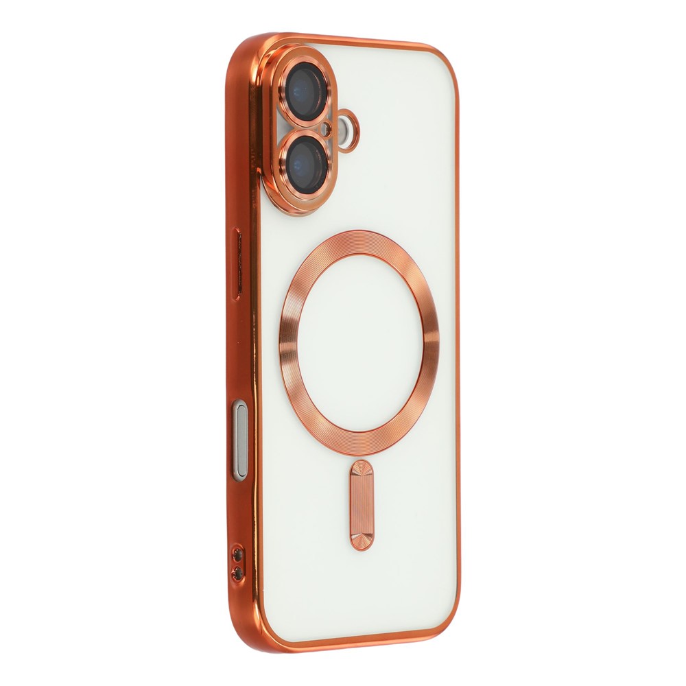 For iPhone 17 Magnetic Case CD Veins Glass Lens Guard TPU Phone Back Cover - Orange