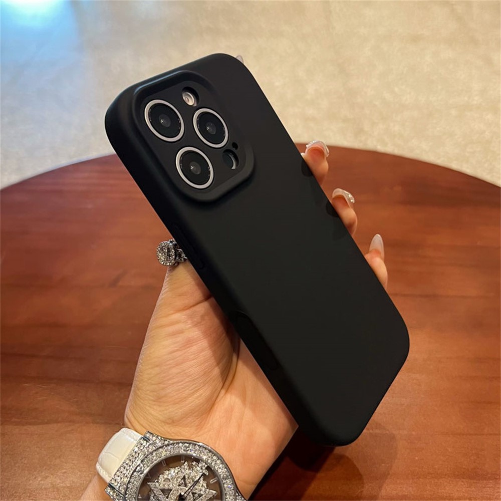 For iPhone 16 Pro Max Case Precise Cutouts Liquid Silicone + PC Phone Cover with Camera Touch Control Button - Black