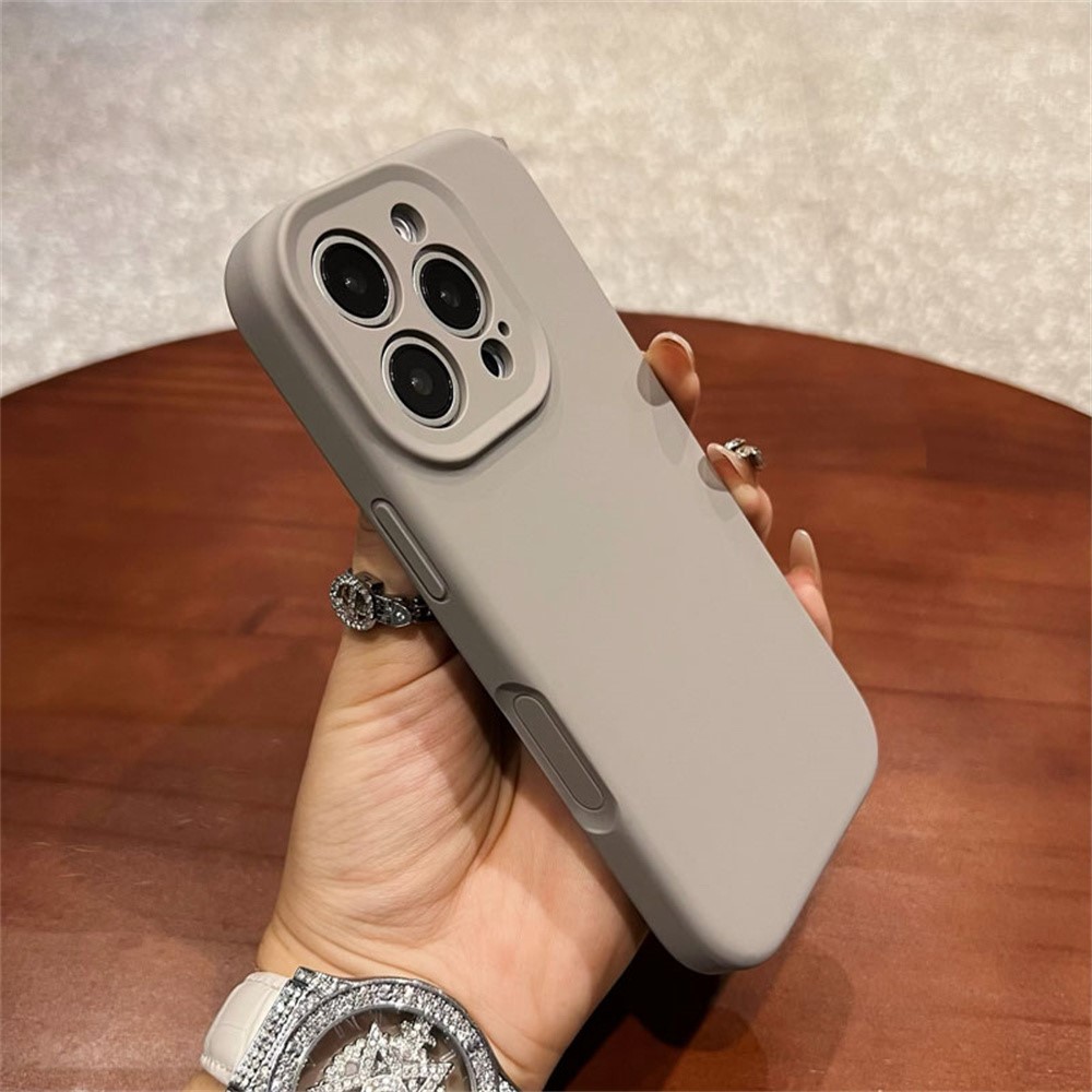 For iPhone 16 Pro Max Case Precise Cutouts Liquid Silicone + PC Phone Cover with Camera Touch Control Button - Grey