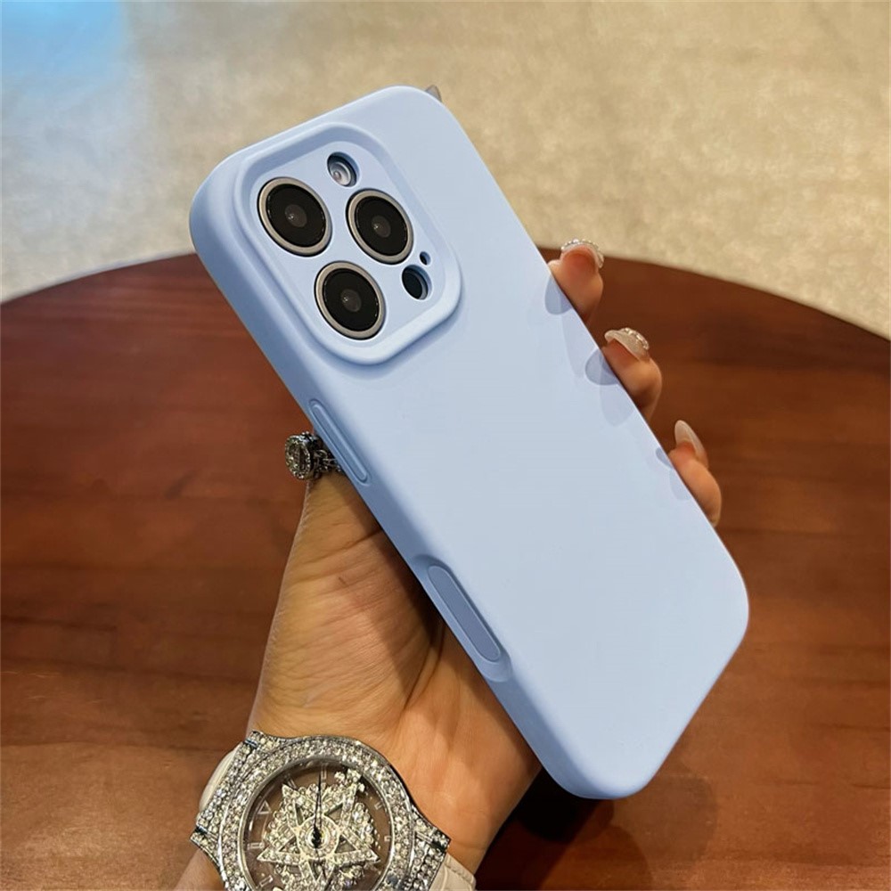 For iPhone 16 Pro Case Precise Cutouts Liquid Silicone + PC Phone Cover with Camera Touch Control Button - Baby Blue