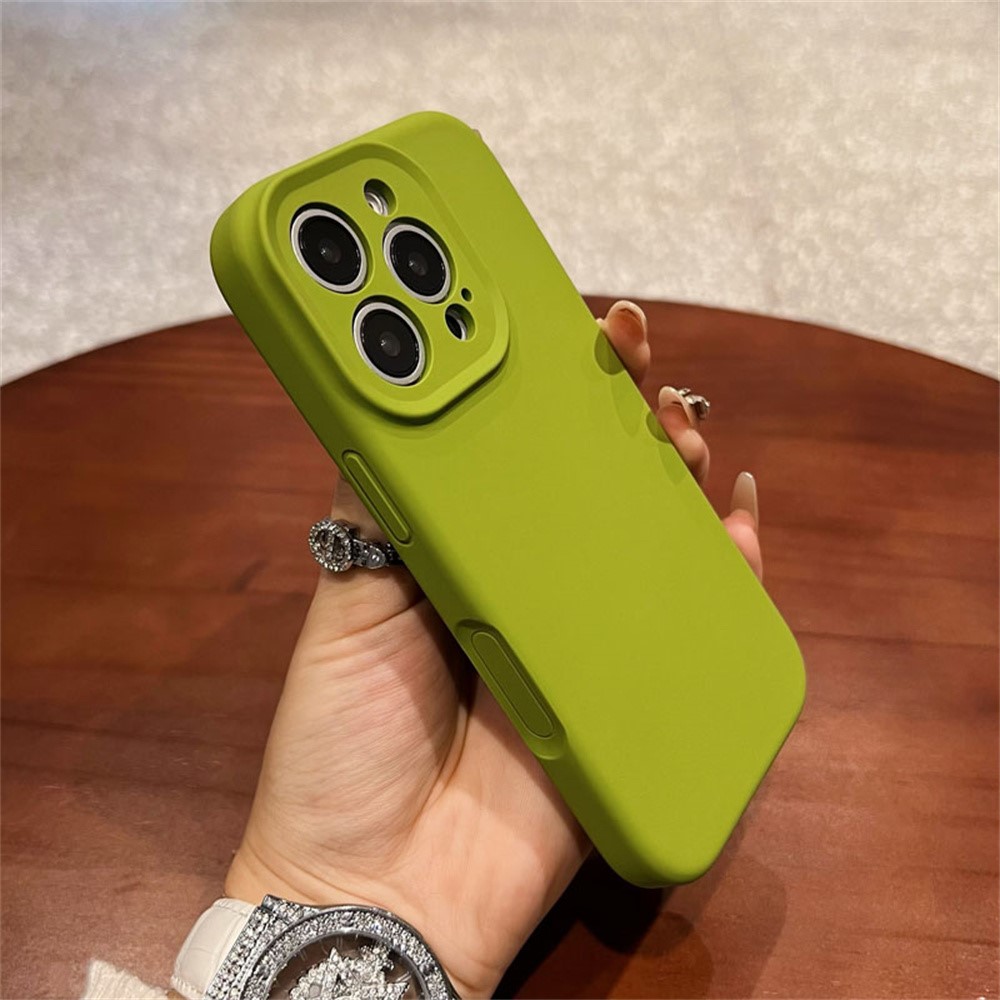 For iPhone 16 Pro Case Precise Cutouts Liquid Silicone + PC Phone Cover with Camera Touch Control Button - Green