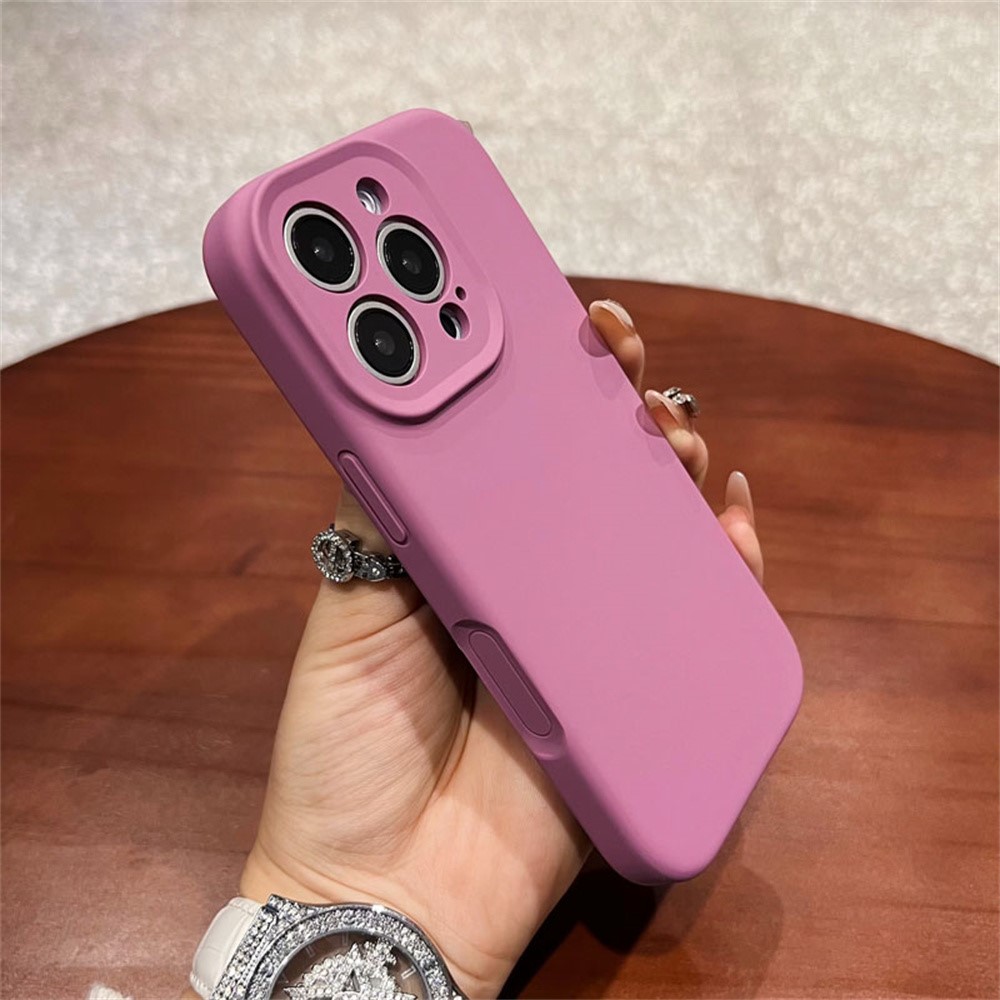 For iPhone 16 Pro Case Precise Cutouts Liquid Silicone + PC Phone Cover with Camera Touch Control Button - Purple