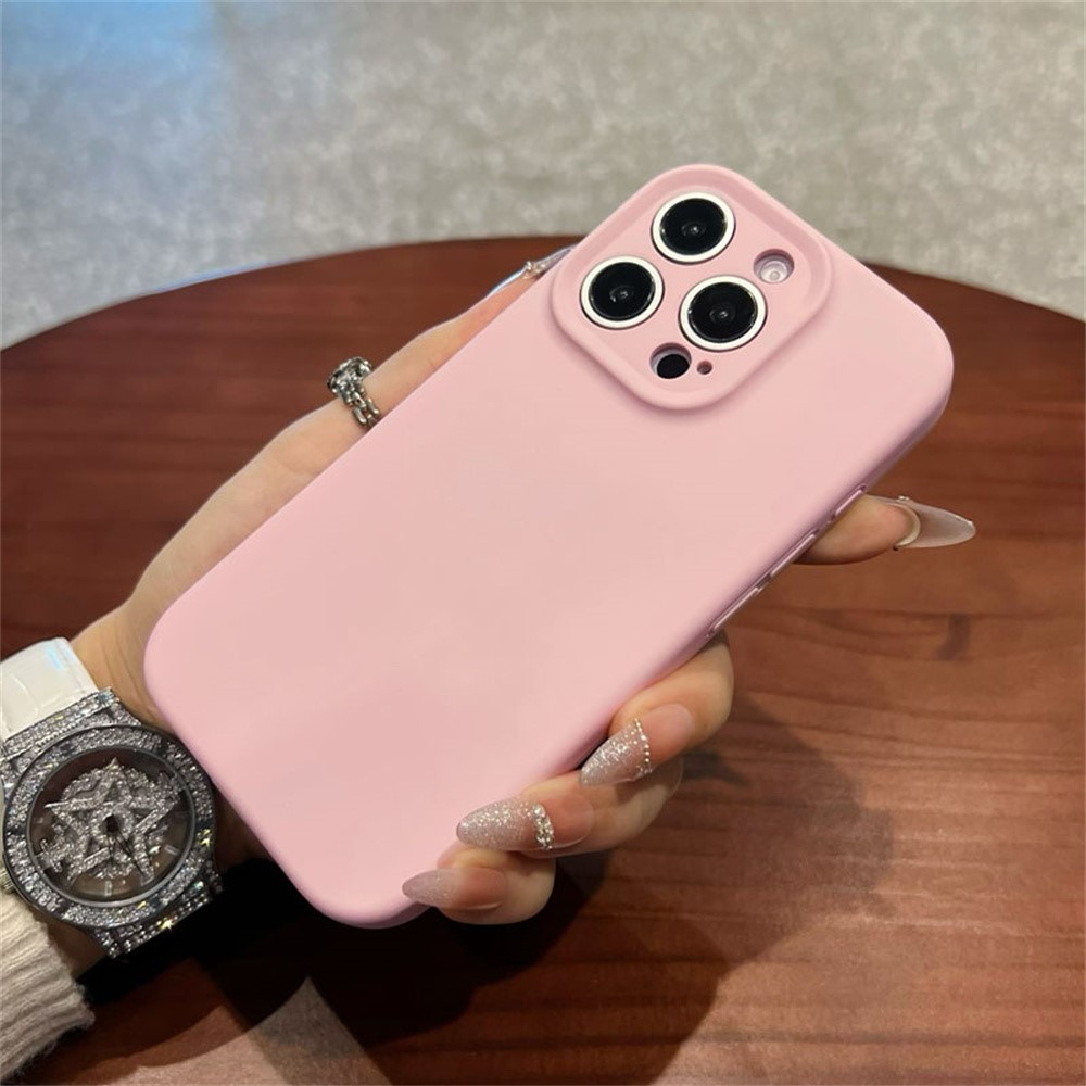 For iPhone 15 Pro Max Case Precise Cutouts Liquid Silicone + PC Shockproof Phone Cover - Pink