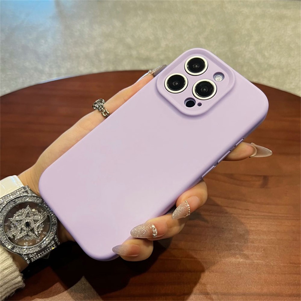 For iPhone 15 Pro Max Case Precise Cutouts Liquid Silicone + PC Shockproof Phone Cover - Light Purple