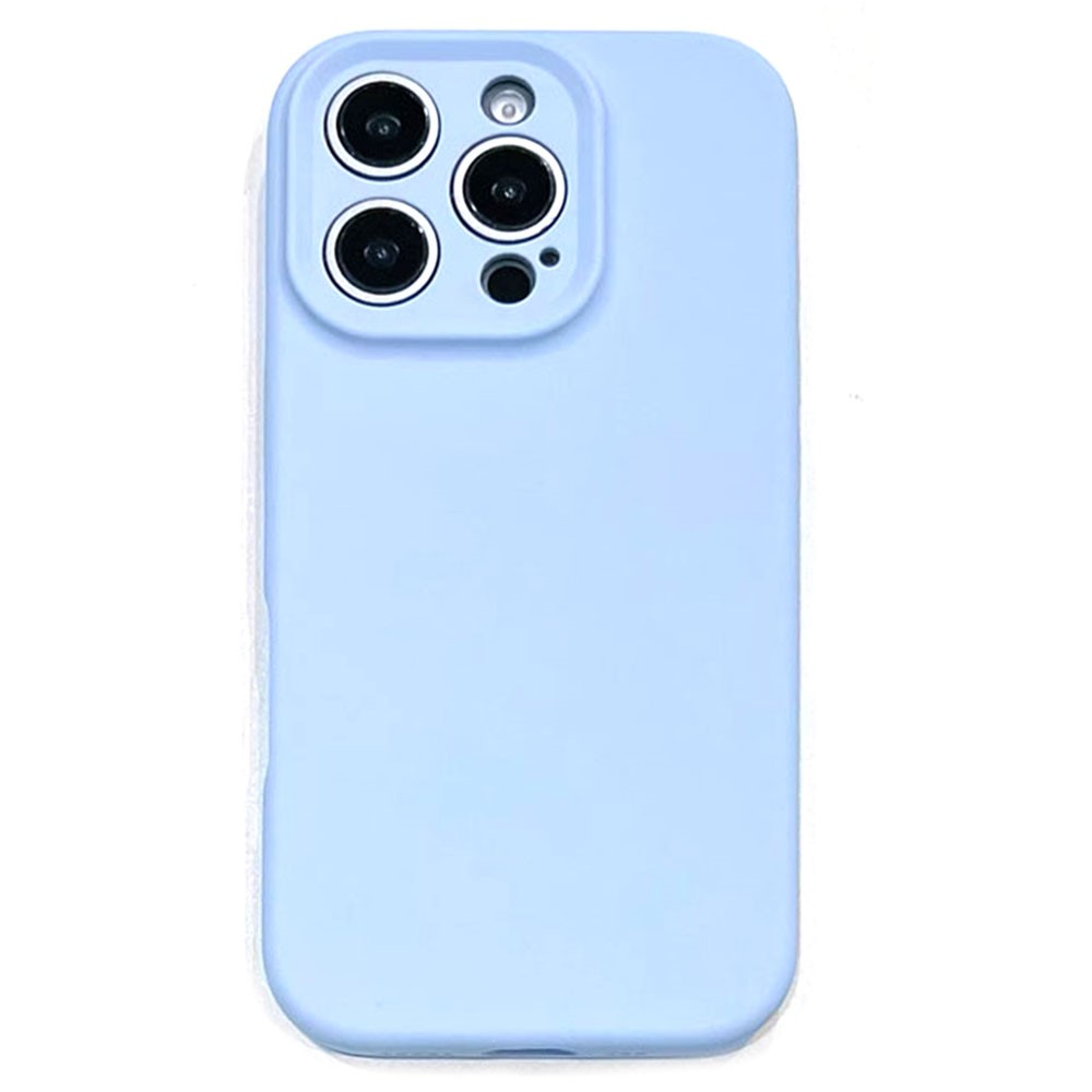 For iPhone 14 Pro Max Case Precise Cutouts Liquid Silicone + PC Shockproof Phone Cover - Baby Blue