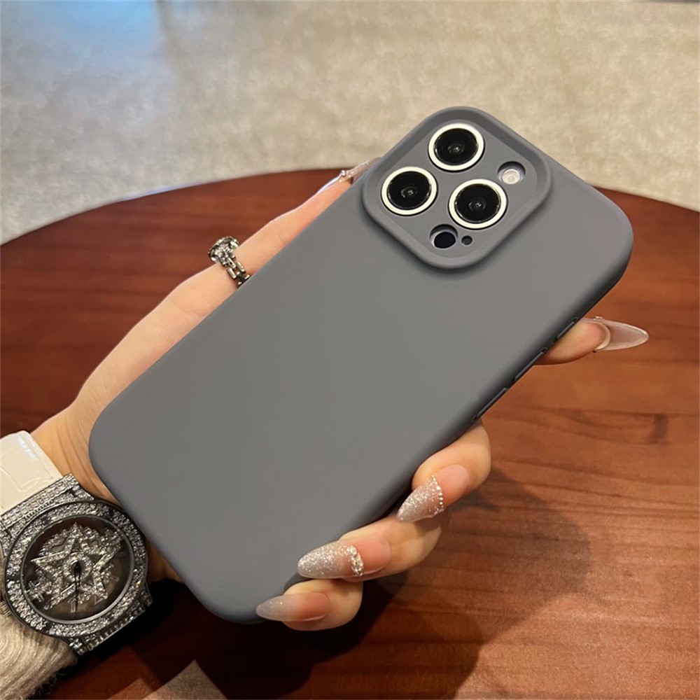 For iPhone 14 Pro Max Case Precise Cutouts Liquid Silicone + PC Shockproof Phone Cover - Dark Grey