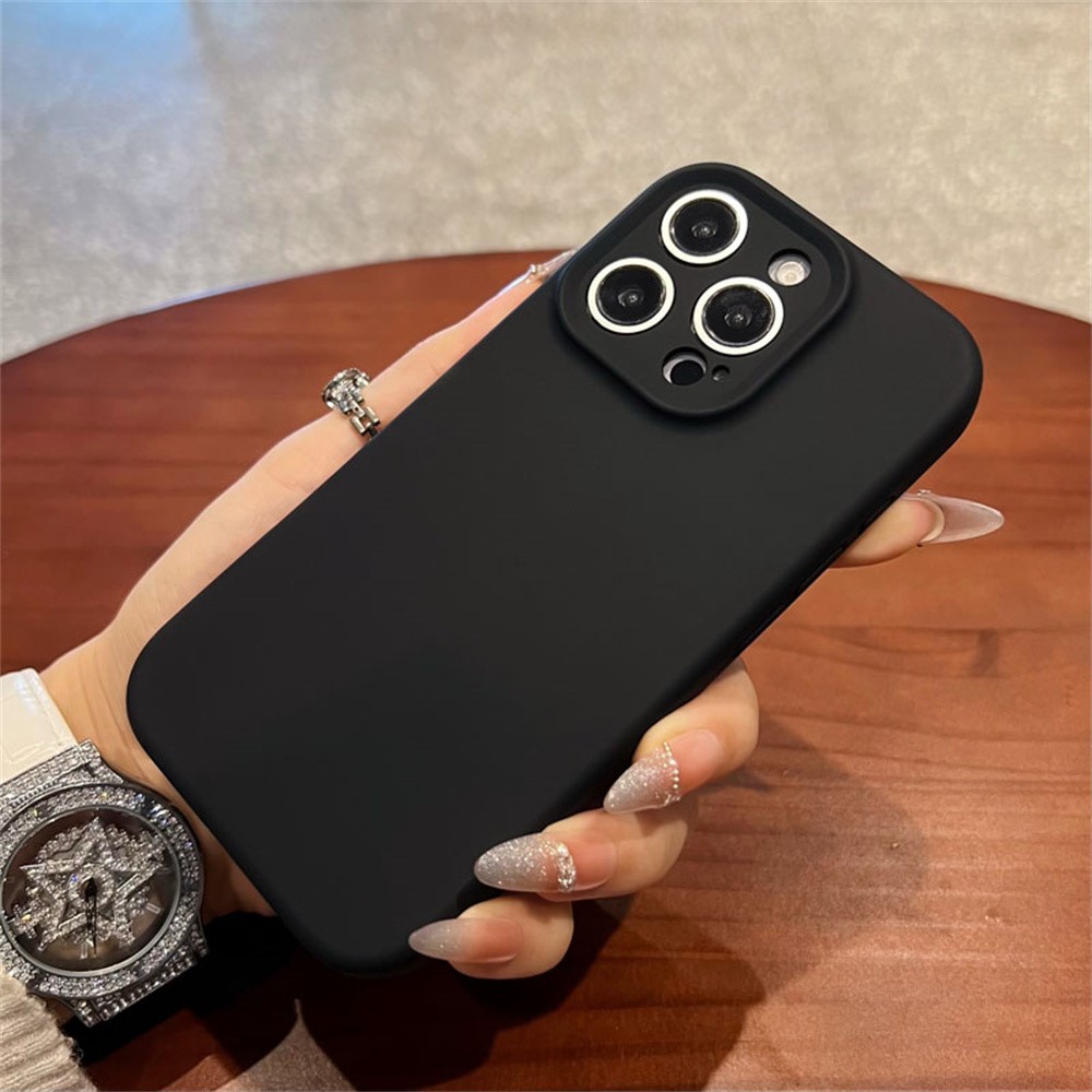 For iPhone 15 Pro Case Precise Cutouts Liquid Silicone + PC Shockproof Phone Cover - Black