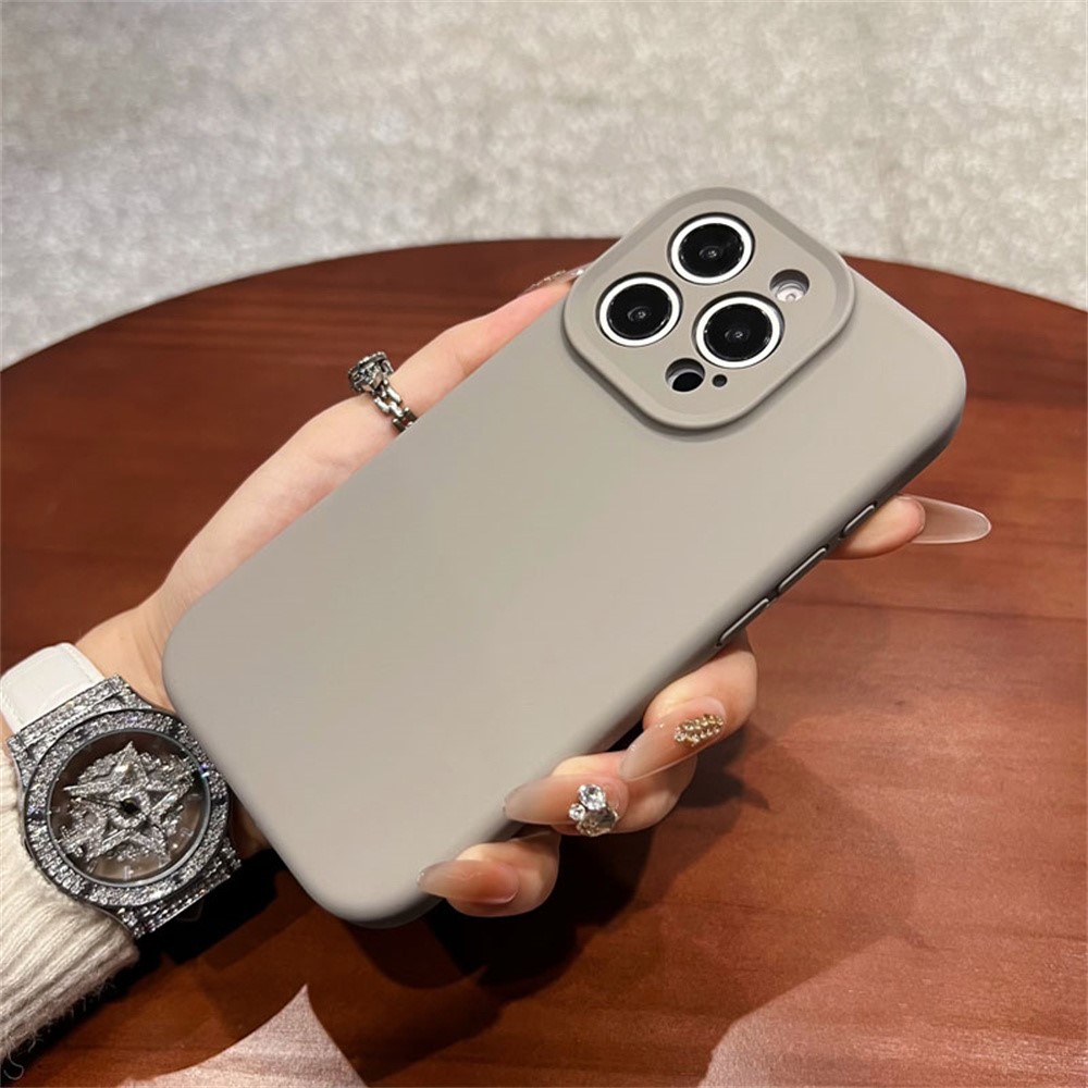 For iPhone 15 Pro Case Precise Cutouts Liquid Silicone + PC Shockproof Phone Cover - Grey