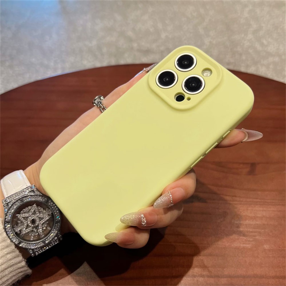 For iPhone 13 Pro Case Precise Cutouts Liquid Silicone + PC Shockproof Phone Cover - Light Yellow