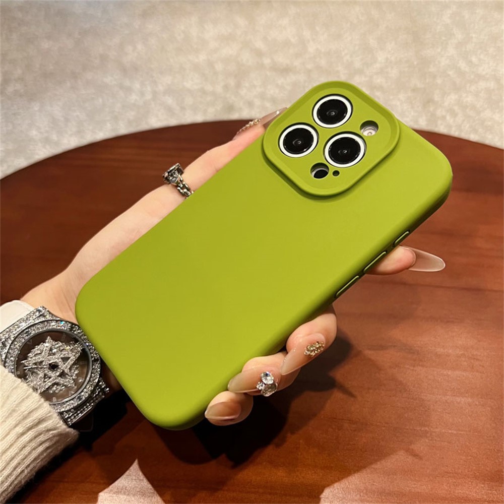 For iPhone 13 Pro Case Precise Cutouts Liquid Silicone + PC Shockproof Phone Cover - Green