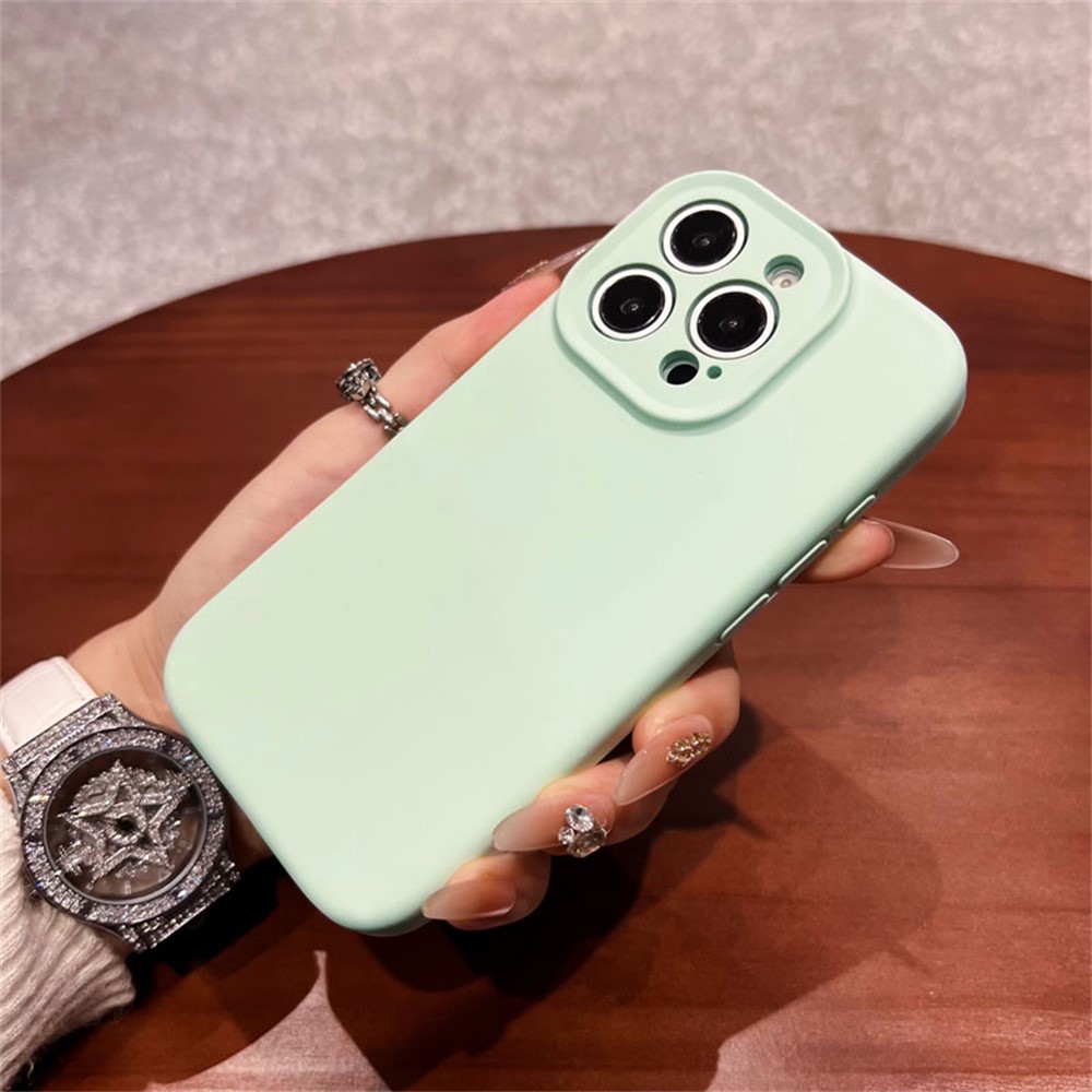 For iPhone 13 Pro Case Precise Cutouts Liquid Silicone + PC Shockproof Phone Cover - Light Green