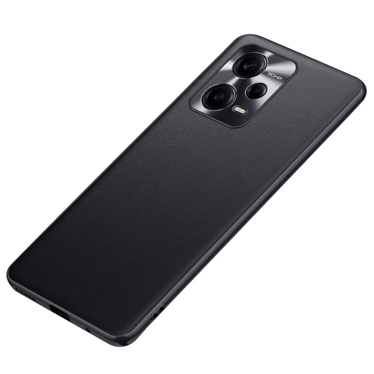 Para Xiaomi Redmi Note 12 Pro 5G PU PU Revestido de Couro TPU + PC Casa Híbrida Anti-arranhão Tampa de Telefone Protetora - Preto